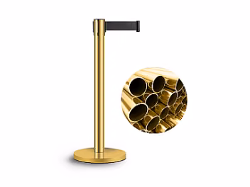 Absperrständer mit Zugband – Gold mit schwarzem Band